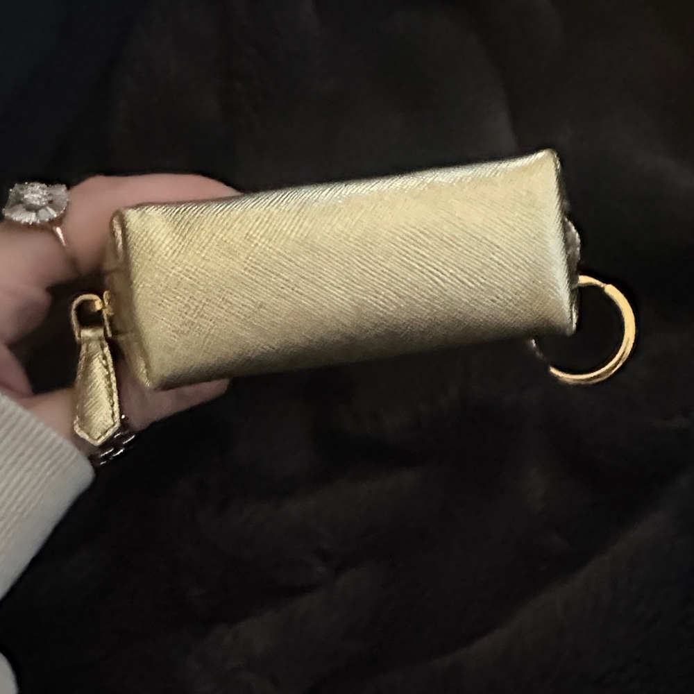 Prada Gold Saffiano Leather Coin Pouch with Chain Keyring - Picture 9 of 11